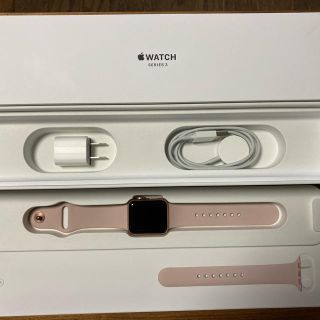 アップルウォッチ(Apple Watch)のApple watch series 3 38mmピンクGPSモデル＋液晶保護(腕時計(デジタル))