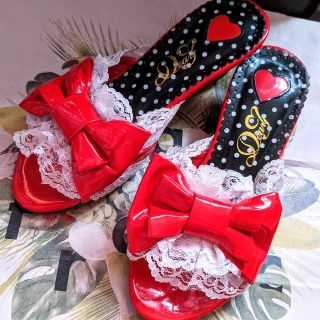 赤のリボン🎀レースソールサンダル👡(サンダル)