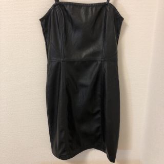 エイチアンドエム(H&M)の黒のレザーワンピース(ミニワンピース)