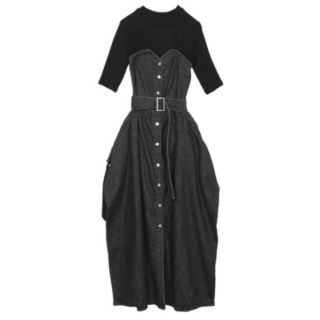 アメリヴィンテージ(Ameri VINTAGE)のameri vintage DENIM UNIFY DRESS デニムベアドレス(ロングワンピース/マキシワンピース)