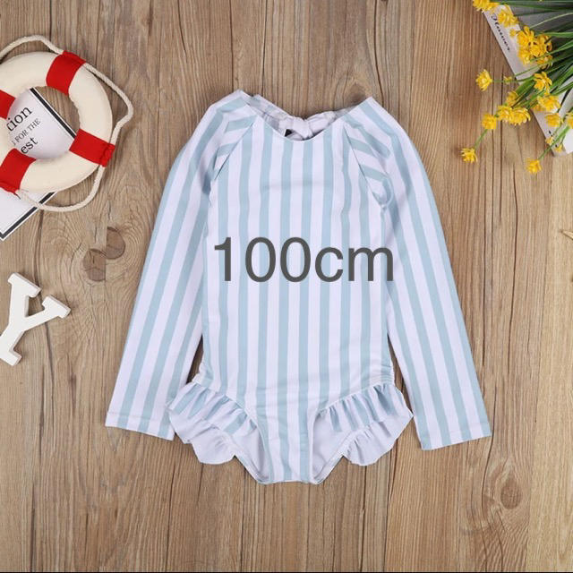 ストライプ　ラッシュガード　100cm キッズ/ベビー/マタニティのキッズ服女の子用(90cm~)(水着)の商品写真