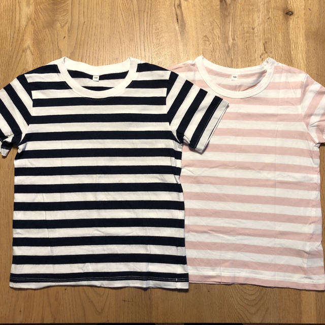 MUJI (無印良品)(ムジルシリョウヒン)の無印良品 キッズ ボーダー Tシャツ 2枚セット キッズ/ベビー/マタニティのキッズ服女の子用(90cm~)(Tシャツ/カットソー)の商品写真