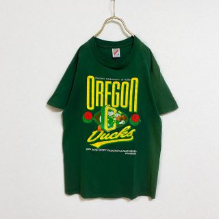 ディズニー(Disney)の【90s】ディズニー ドナルド 薔薇 Tシャツ メンズ M 古着 グリーン(Tシャツ/カットソー(半袖/袖なし))