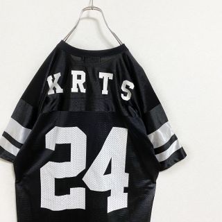 トゥエンティーフォーカラッツ(24karats)の【廃盤】24カラッツ ナンバリング ゲームシャツ メンズ  XL ブラック 古着(Tシャツ/カットソー(半袖/袖なし))