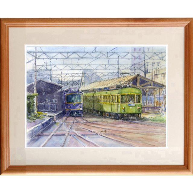 水彩画原画　江ノ電・鎌倉高校前駅・スラムダンクの舞台　＃561エンタメ/ホビー