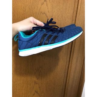 アディダス(adidas)の【美中古品】アディダス アディゼロ 紺×エメラルドグリーン 24cm(スニーカー)