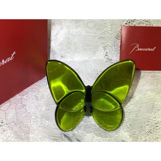 バカラ(Baccarat)のバカラ　ラッキーバタフライ　グリーン　クリスタル　オブジェ　パピヨン(置物)