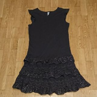 ザラキッズ(ZARA KIDS)のグレー  フリルワンピース(ワンピース)