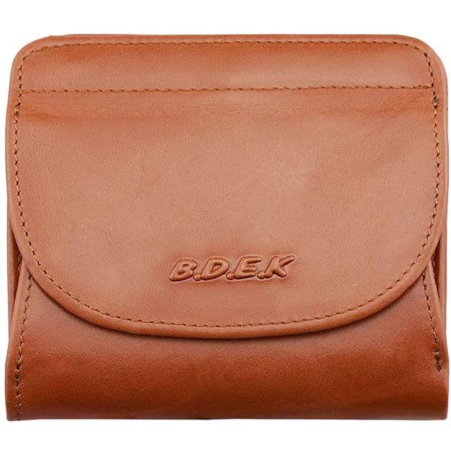 二つ折り財布 レディース コンパクト ボックス型 本革製 ダークブラウン