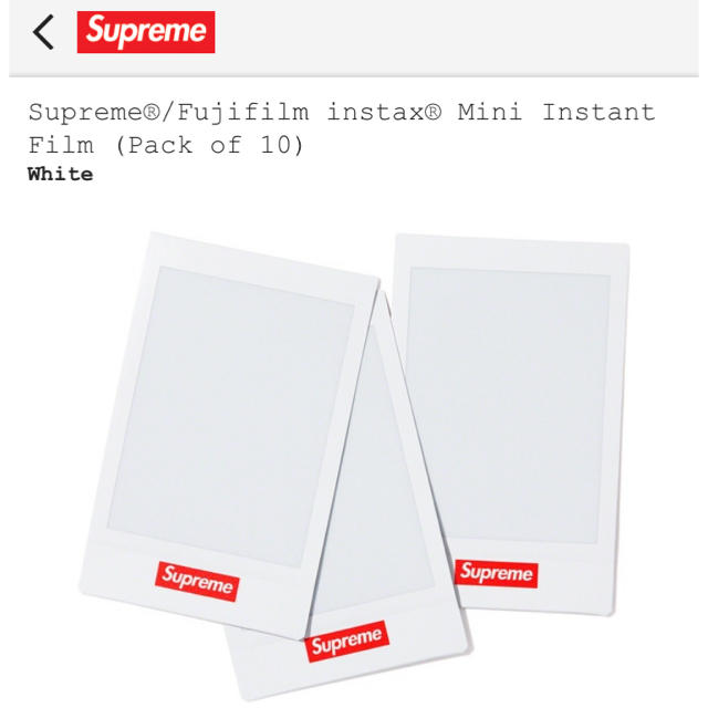 Supreme(シュプリーム)のsupream fujifilm instax mini instantfilm スマホ/家電/カメラのカメラ(フィルムカメラ)の商品写真