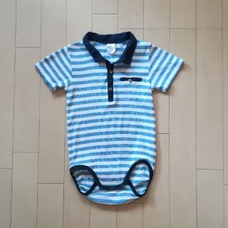 エイチアンドエム(H&M)のH&M ボーダー　ショートオール カバーオール ロンパース ボディオール 90　(Tシャツ/カットソー)