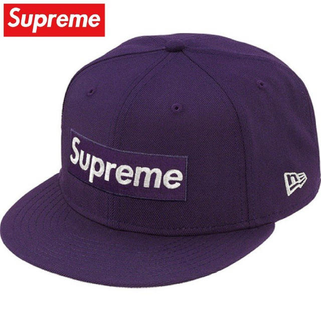 紫 7 3/8 Supreme $1M Box Logo New Era 新品