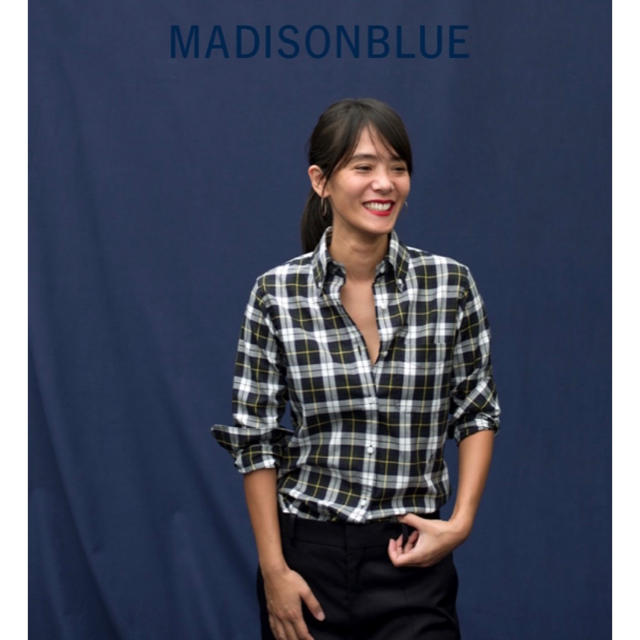 レディース【MADISON BLUE】グラフチェックパターンロングスリーブシャツ/01