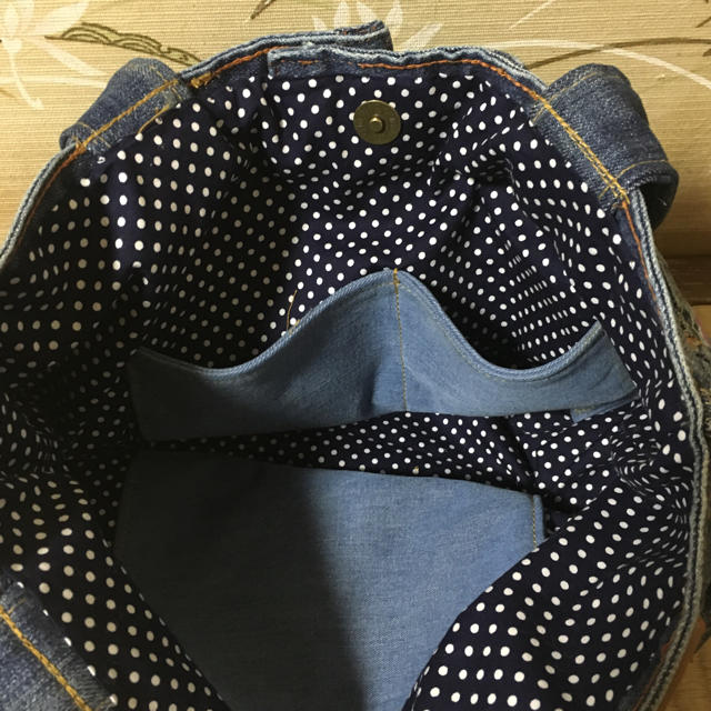 デニムリメイク トートバッグ ハンドメイドのファッション小物(バッグ)の商品写真