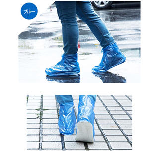 シューズカバー 防水 靴カバー 雨対策 携帯可 男女兼用　ビニール(レインブーツ/長靴)