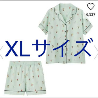 ジーユー(GU)のGU パジャマ夏物半袖　XLサイズ　サテン　ミント　スヌーピー(パジャマ)