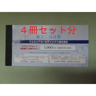 ウエルシア株主優待券12000円分（3000円×４冊）Ｔポイント交換可能(ショッピング)