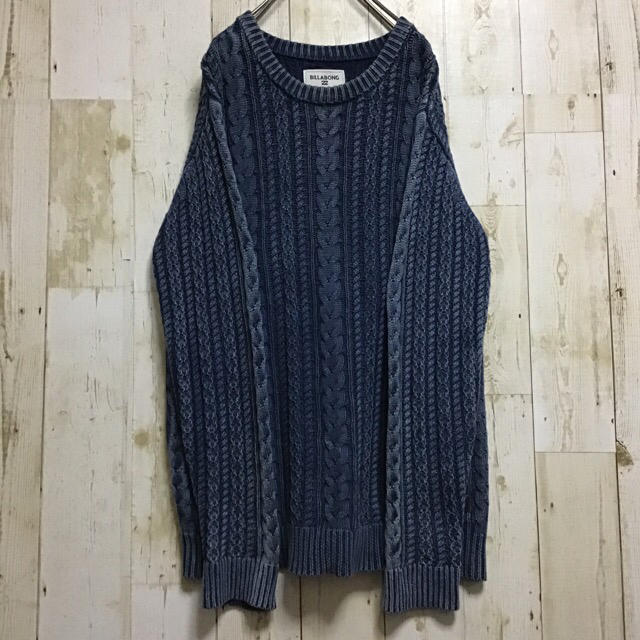 billabong(ビラボン)の【ビラボン】【後染め.ヴィンテージ】【ケーブルニット/セーター】 メンズのトップス(ニット/セーター)の商品写真