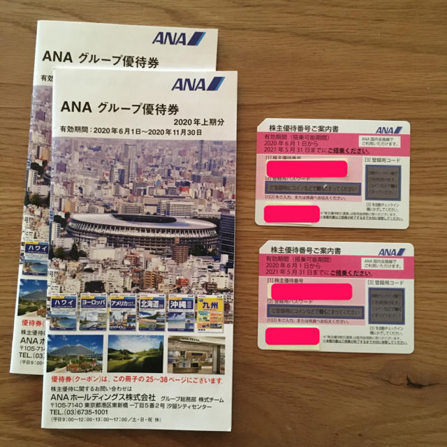 ANA(全日本空輸) - 全日空 ANA 株主優待券 2枚 2020年6月1日から2021年5月31日までの通販 by ghbl's shop