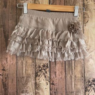 ザラキッズ(ZARA KIDS)の美品 ザラ チュール フリルスカート 花 モチーフ3〜4 104 ベージュ (スカート)