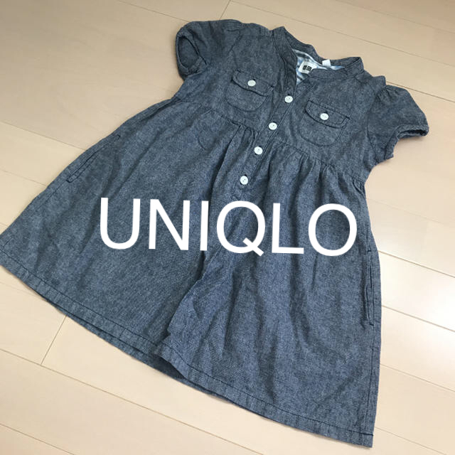 UNIQLO(ユニクロ)のUNIQLO シンプル　半袖　ワンピース キッズ/ベビー/マタニティのキッズ服女の子用(90cm~)(ワンピース)の商品写真