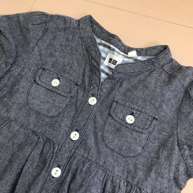 UNIQLO(ユニクロ)のUNIQLO シンプル　半袖　ワンピース キッズ/ベビー/マタニティのキッズ服女の子用(90cm~)(ワンピース)の商品写真