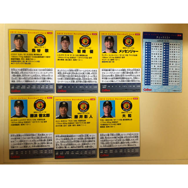 阪神タイガース(ハンシンタイガース)のプロ野球チップスカード2014～阪神・鳥谷、藤浪、大和などなど～ エンタメ/ホビーのトレーディングカード(シングルカード)の商品写真