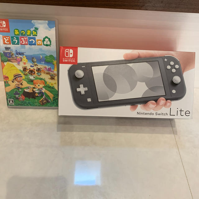 Nintendo Switch(ニンテンドースイッチ)のNintendo Switch Liteグレー、どうぶつの森セット エンタメ/ホビーのゲームソフト/ゲーム機本体(家庭用ゲーム機本体)の商品写真