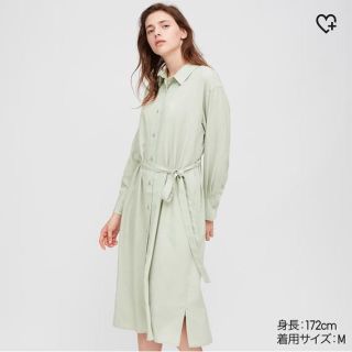 ユニクロ(UNIQLO)のUNIQLOベルテッドロングシャツワンピース長袖(ロングワンピース/マキシワンピース)