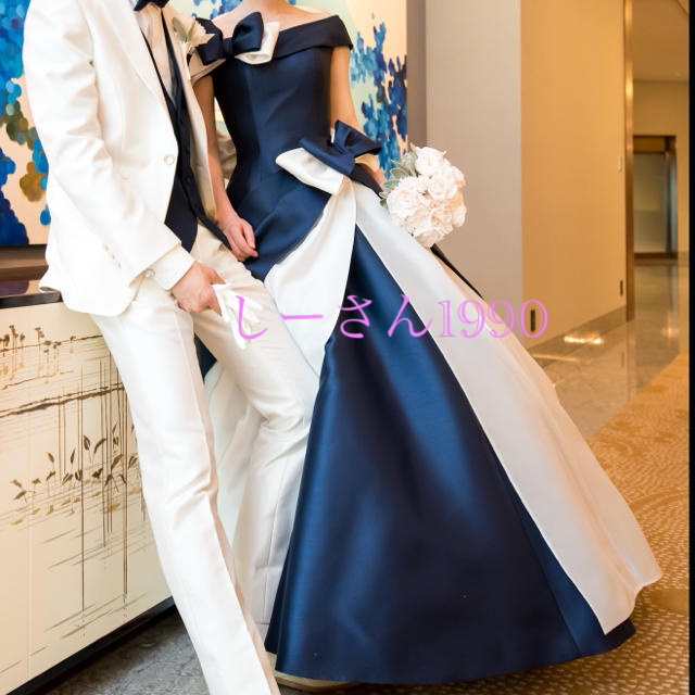 最新発見 ERI MATSUI - エマリーエ　カラードレス　紺白　リボンボンネ ウェディングドレス