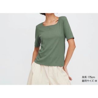 ユニクロ(UNIQLO)の専用／リブスクエアネックT(5分袖)2点set(Tシャツ(半袖/袖なし))