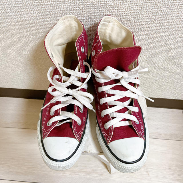 CONVERSE(コンバース)の！！kanoko様専用！！コンバース ハイカット スニーカー　ボルドー　25cm レディースの靴/シューズ(スニーカー)の商品写真