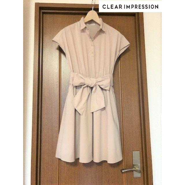 clear impression ベージュ膝丈ワンピース-connectedremag.com