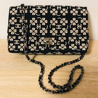 シャネル(CHANEL)のシャネル サテン チェーン ショルダー バッグ クローバー モチーフ(ショルダーバッグ)