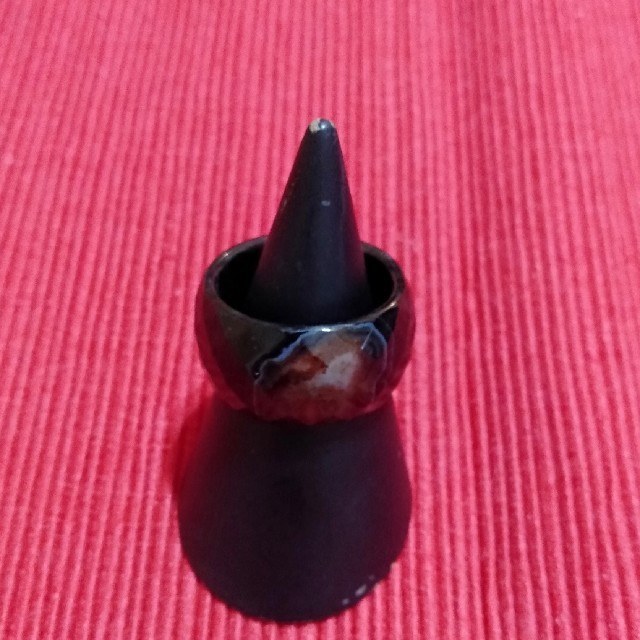ブラックカッティングリング14.5号　シックモダン指輪ボーン角ナチュラル人差 レディースのアクセサリー(リング(指輪))の商品写真