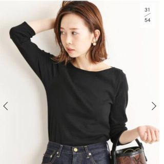 イエナ(IENA)のAURALEE＊IENA イエナ 別注ボートネックTシャツ ブラック38(カットソー(長袖/七分))