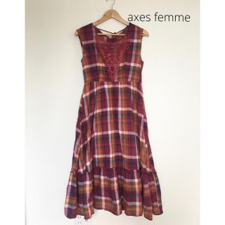 アクシーズファム(axes femme)のaxes femme チェック柄マキシワンピース　ロングワンピース(ロングワンピース/マキシワンピース)