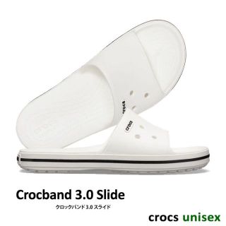 クロックス(crocs)のクロックバンド 3.0 スライド/ ホワイト×ブラック M8W10(26cm) (サンダル)