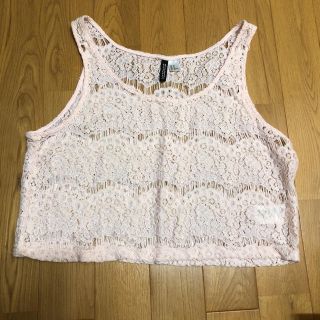 エイチアンドエム(H&M)の【新品】 レース ノースリーブ トップス(カットソー(半袖/袖なし))