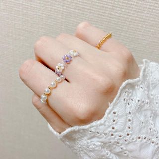 フラワー(flower)のビーズリング 3点 ♡ フラワーリング パールリング(リング)