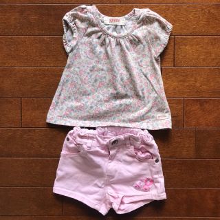 エイチアンドエム(H&M)のH&M ピンク 短パン 70 花柄 半袖 Tシャツ 70(パンツ)