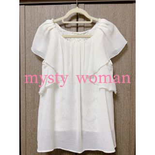 ミスティウーマン(mysty woman)の最終値下げ‼️【美品】mysty woman　バックレースシフォンブラウス(シャツ/ブラウス(半袖/袖なし))