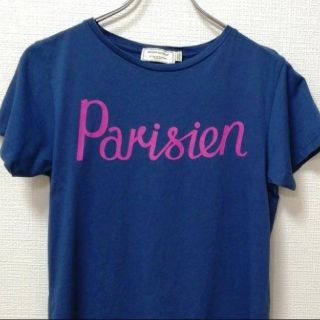 メゾンキツネ(MAISON KITSUNE')の【状態良好】メゾンキツネ、　Tシャツ　S〜M　ネイビー　ビビッドピンク(Tシャツ(半袖/袖なし))