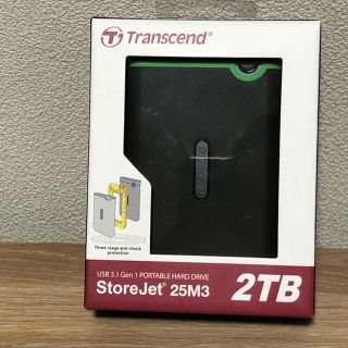 トランセンド(Transcend)のポータブルハードディスク 2TB HDD 耐衝撃 USB3.1 外付け (PC周辺機器)