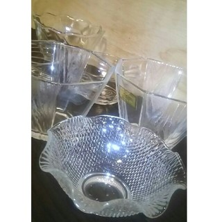 クリスタル ガラス小皿 色々 7個セット(食器)