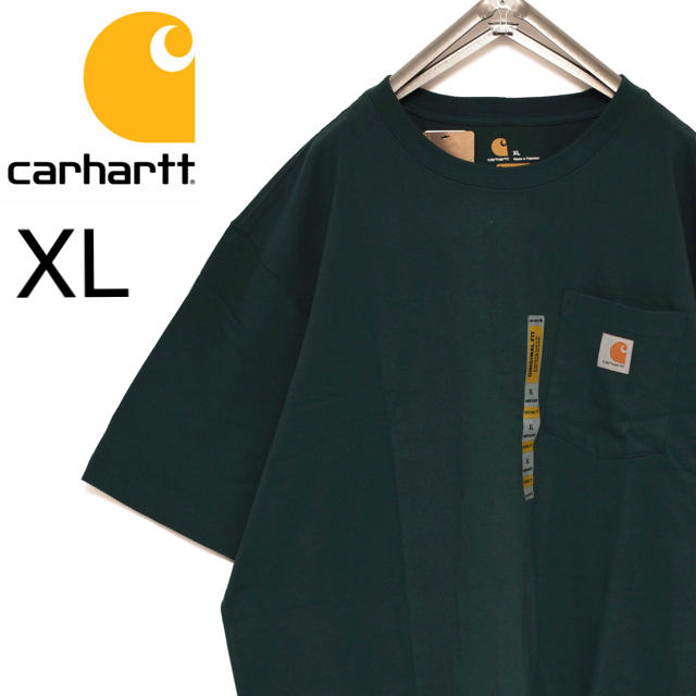 carhartt(カーハート)の最終価格 新品 US企画 carhartt  ロゴ刺繍ポケットTシャツ グリーン メンズのトップス(Tシャツ/カットソー(半袖/袖なし))の商品写真