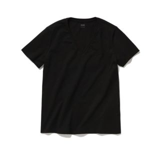 ユニクロ(UNIQLO)のVネックTシャツ ブラック 無地(Tシャツ(半袖/袖なし))