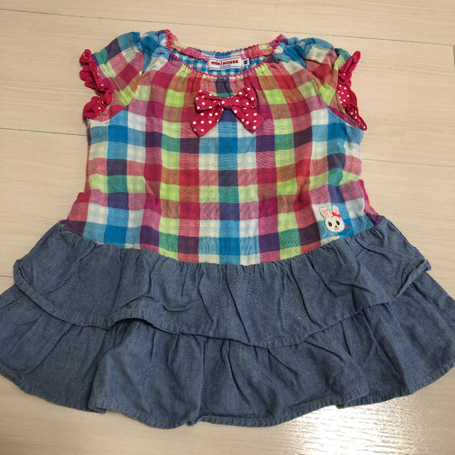 mikihouse(ミキハウス)のミキハウス　チェック柄　ワンピース　80センチ キッズ/ベビー/マタニティのベビー服(~85cm)(ワンピース)の商品写真