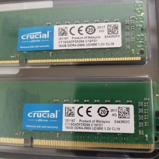 デスクトップ用メモリCrucial PC4-21300：32GB：16GB×2枚