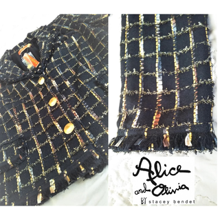 【新品・タグ付】alice+olivia テーラードツィードジャケット　８分袖